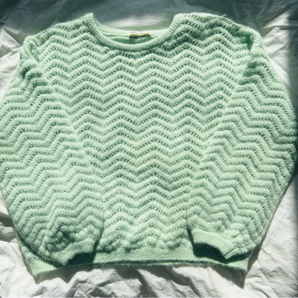 Marine Layer Mint Green Chevron Knit Crewneck Sweater